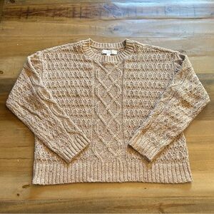 LOFT Tan Cable Knit Sweater